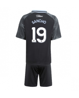 Billige Fotballdrakt Aston Villa Jadon Sancho #19 Replika Bortedraktsett Barn 2025-26 Kortermet (med bukser)